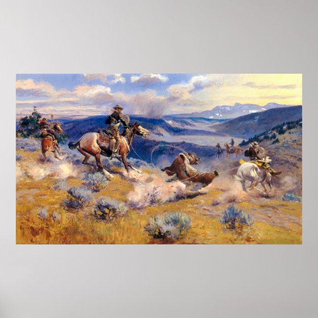 Póster Bucles de Charles M. Russell y caballos Swift (191 (Frente)