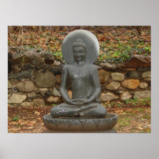 Póster Buda bajo la lluvia