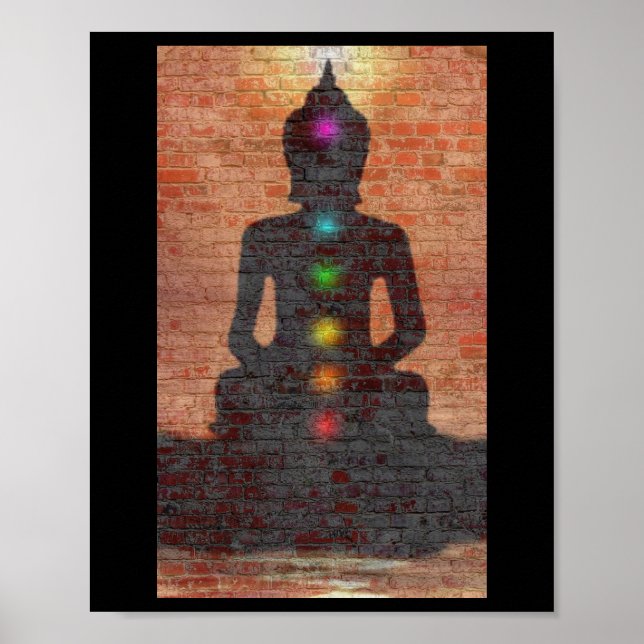 Póster Buda callejero con chakras (Frente)
