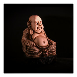 Póster Buda chino blanco y negro antiguo