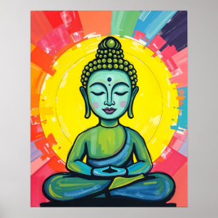 Póster Buda de color inspirado en el Crayón contemporáneo