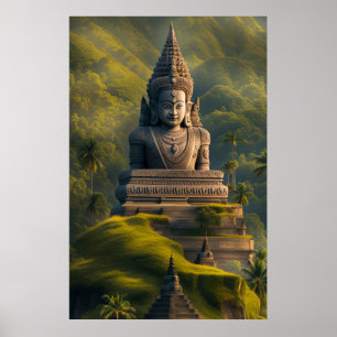 Póster Buda de las montañas de Indonesia