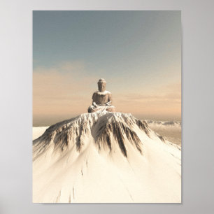Póster Buda de montaña cubierto de nieve