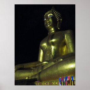 Póster Buda de oro por la noche