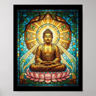 Póster Buda de vidrio emplomado budismo zen meditación es
