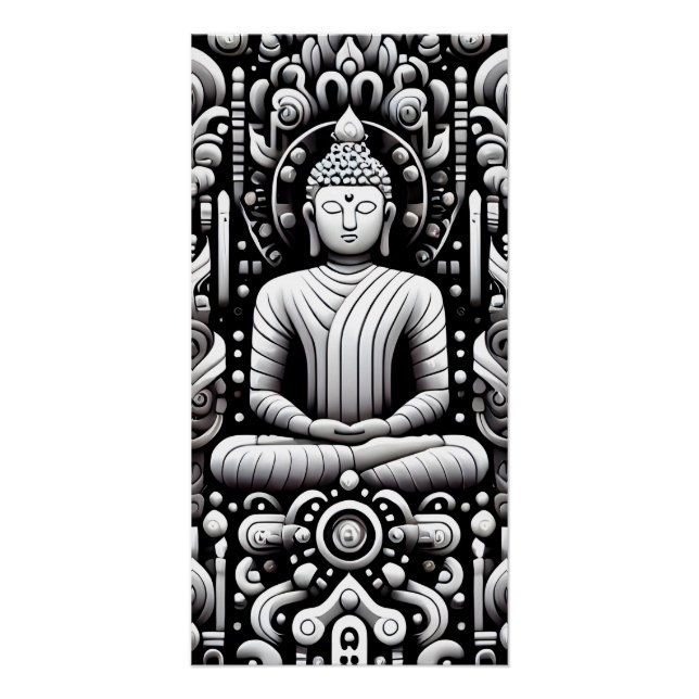 Póster Buda en blanco y negro (Anverso)