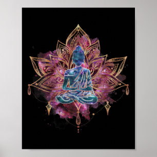 Póster Buda Espiritual en Flor de Loto Meditación Mágica