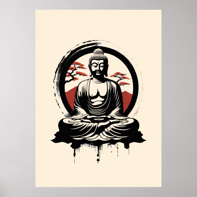 Póster Buda japonés Zen (Frente)