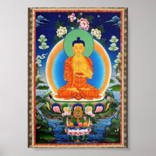 Póster Buda Mandala Antigüedad tibetana Thanka