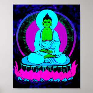 Póster Buda neón moderno