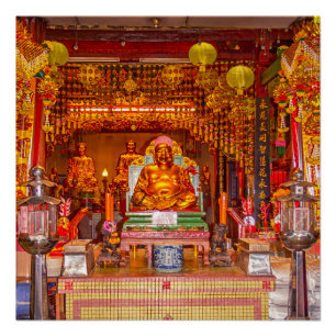 Póster Buda sonriente en el templo chino, Bangkok