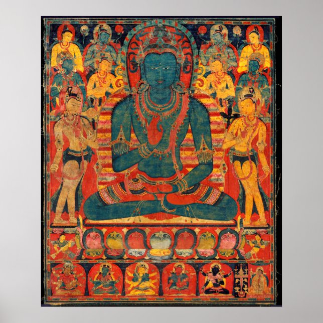 Póster Buda trascendente del siglo XIII con Bodhisattvas (Frente)
