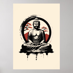 Póster Buda Zen japonés