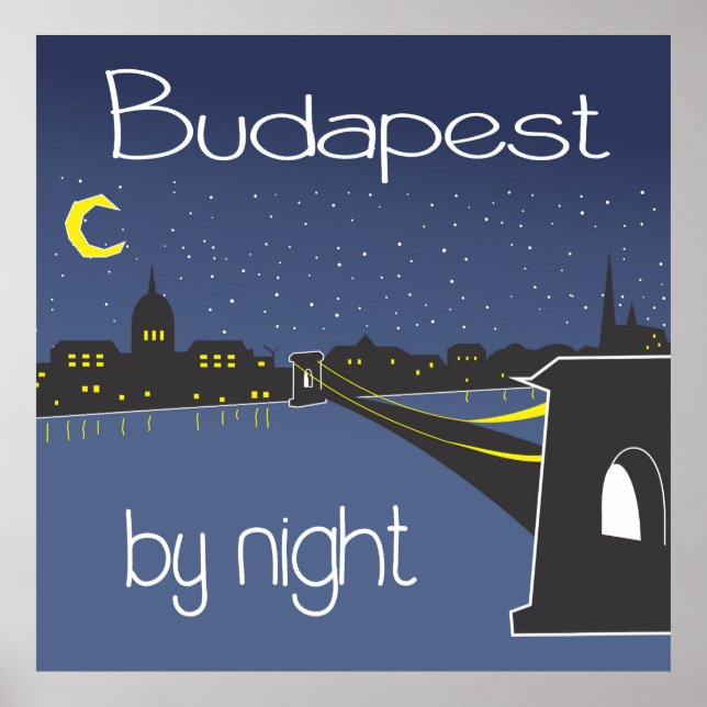 Póster Budapest De Noche, poster De Budapest (Frente)