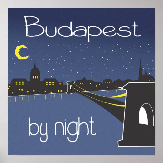 Póster Budapest De Noche, poster De Budapest (Frente)