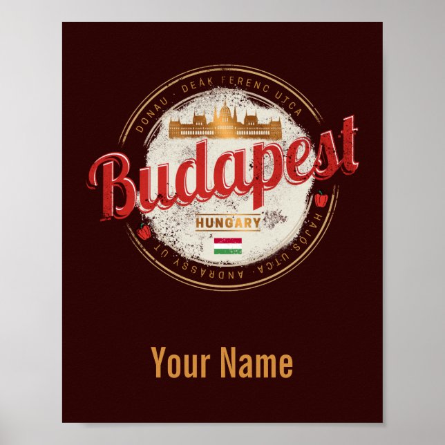 Póster Budapest Design Hungría Parlamento Vintage (Frente)