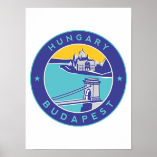 Póster Budapest, Hungary, Magyar, Danube River,