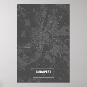 Póster Budapest, Hungría (blanca en negro)