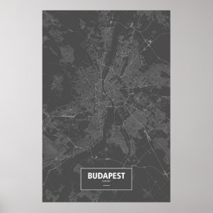 Póster Budapest, Hungría (blanca en negro)