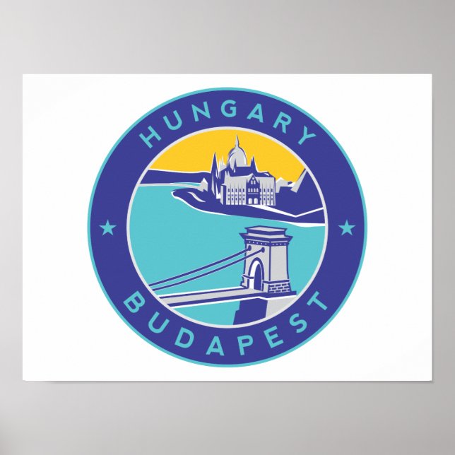 Póster Budapest, Hungría, Magyar, río Danubio, (Frente)