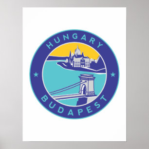 Póster Budapest, Hungría, Magyar, río Danubio,