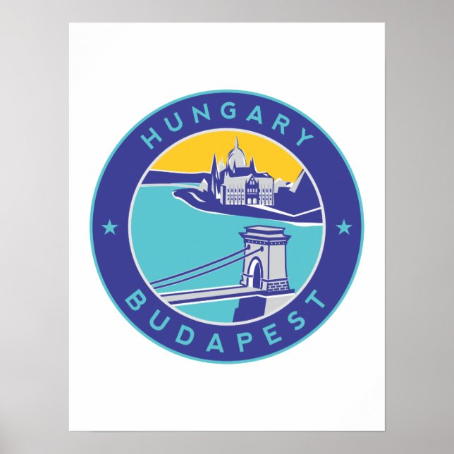 Póster Budapest, Hungría, Magyar, río Danubio, (Frente)