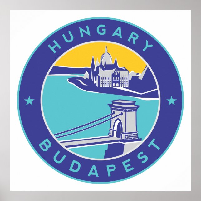 Póster Budapest, Hungría, Magyar, río Danubio, (Frente)