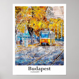 Póster Budapest Hungría Mano de color de agua de viaje di