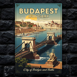 Póster Budapest, Hungría, Poster de Viajes Vintage de los