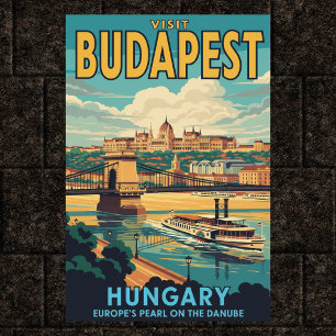 Póster Budapest, Hungría, Poster de Viajes Vintage de los