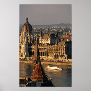 Póster Budapest, Hungría, río Danubio, Parlamento