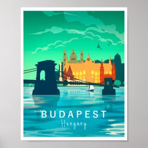 Póster Budapest Retro Print, Hungría Wall art