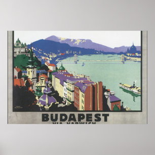 Póster Budapest vía Harwich_Vintage Travel Poster