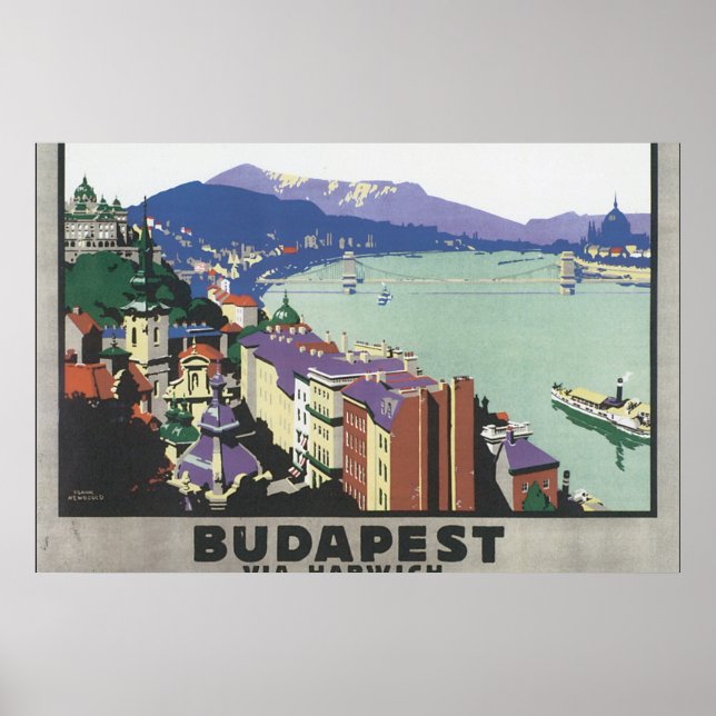 Póster Budapest vía Harwich_Vintage Travel Poster (Frente)