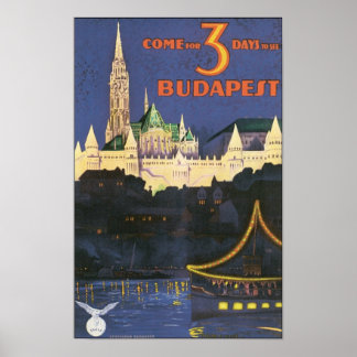 Póster Budapest Vintage Travel Poster