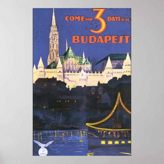 Póster Budapest Vintage Travel Poster (Frente)