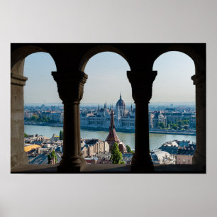 Póster Budapest y parlamento húngaro
