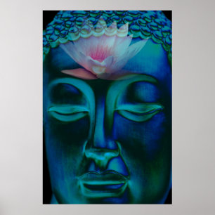Póster Buddha and Pink Waterlily