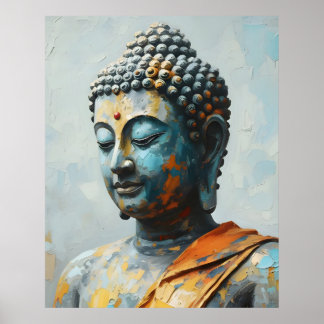 Póster Buddha Colorful Painting - Modern Impasto Art