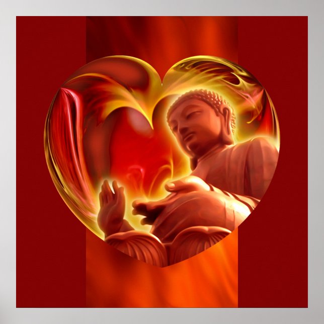 Póster BUDDHA Heart | rojo fuego (Frente)