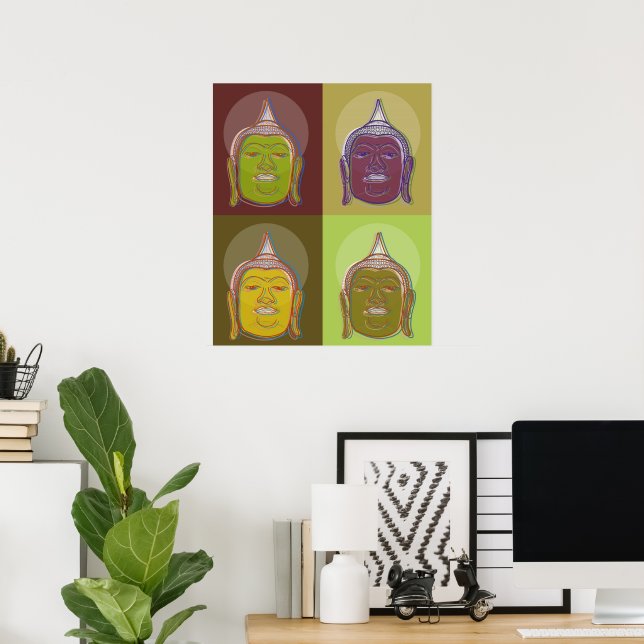 Póster Buddha Pop Art Zen Retro Poster Personalizado mode (Oficina en casa)
