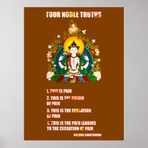 Póster Buddhism cuatro enseñanzas nobles de Buda de las