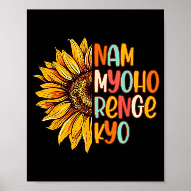 Póster Buddhist Buddhism Sunflower Nam A Myoho Renge Kyo  (Frente)