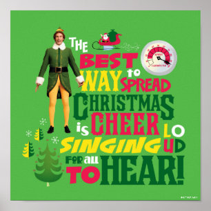 Póster Buddy the Elf Navidades Cheer Cita Gráfica