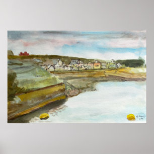 Póster Bude paisaje marino costero de Cornualles