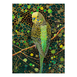 Póster Budgerigar en el estilo de arte de los puntos abor