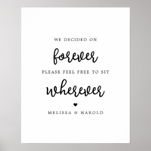 Póster Budget Minimalist Calligraphy Wedding Sit Wherever