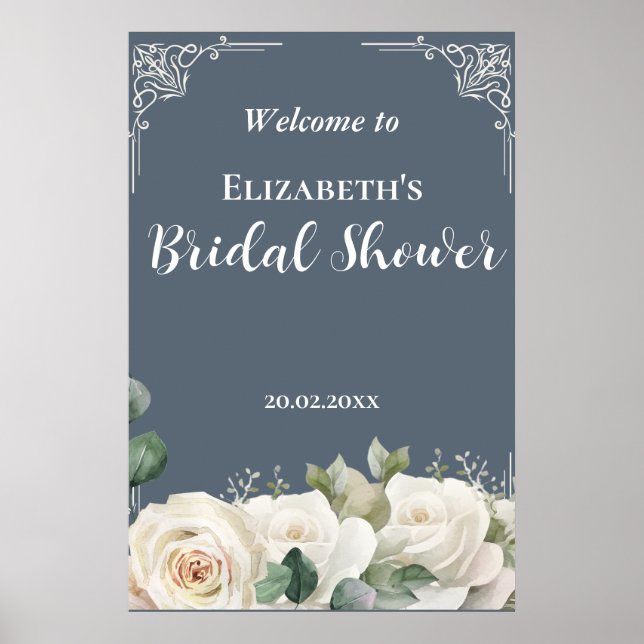 Póster Budget Purple Florals Bridgerton Bridal Shower (Frente)
