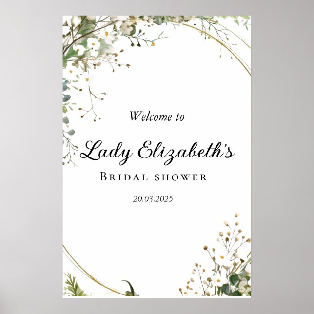 Póster Budget Purple Florals Bridgerton Bridal Shower (Frente)