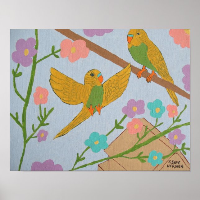 Póster Budgies (Fly Free) -14x11 (Frente)